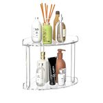 Sezanrpt 2 Tier Countertop Corner Organizer Shelf 7x7x8 Inch, Acrylic Bathroom Organizer Corner Shelf for Countertop, Clear Vanity Storage Organizer for Skincare, Cosmetics, Perfume