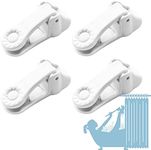 Sunflower Shower Curtain Clips, Shower Splash Guard Holders, Bathtub Curtain Liner Clips for Windproof & Splash Water (White-4 Pack)