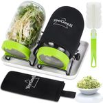 Complete Seeds Sprouting Kit, 2 Wide Mouth Microgreen Growing Jars, Pullable Blackout Sleeves, Screen Lid, Adjustable Rubber Sprouter Stand, Drain Tray, Brush YeeGeell-Bean, Broccoli, Alfalfa (Double)