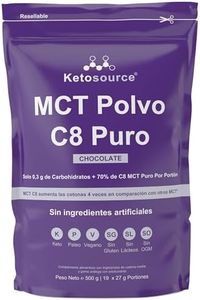 MCT Polvo C8 Puro | Aumenta Las Cetonas 4 Veces Frente A Otros MCT | 0 g De Carbohidratos | Apoya Dieta Keto | 70% Aceite MCT C8 Puro | Chocolate | Bolsa 500g | Cetonas Exógenas Keto | Ketosource®