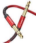 JSAUX 1/4 inch TRS Guitar Cable [10FT] 1/4 Guitar Patch Cable, Instrument Cable, 6.35mm Male to Male Stereo Audio Cable for Electric Guitar, Bass, Mixer, Speaker, Microphone, Equalizer, etc.