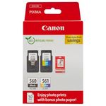 Canon Ink & Paper Multipack - PG-560/CL-561 Genuine Printer Ink Cartridges 2 Pack (1 x Black, 1 x Colour) & 4x6 Photo Paper (50 x Sheets) - Compatible with PIXMA TS