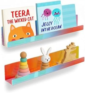 PruQuaiy 2 Pcs Magnetic Book Shelf for Whiteboard, Strong Adsorption Reusable Acrylic Bookshelf Book Display Holder for Teacher Kids Classroom Refrigerator Office (Iridescent)