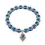 kelistom Evil Eye Hamsa Hand Bracelet for Protection and Luck Handmade Link Bracelets for Women Men Amulet Jewelry, 8 5 inch, Plastic