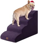 EHEYCIGA Curved Dog Stairs Ramp for High Beds 19.7" H, 4-Step Dog Steps for Small Dogs and Cats, Pet Stairs for High Bed Climbing, Non-Slip Balanced Pet Step Indoor, Purple