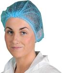 100x Omnitex Premium Blue Mob Caps - Non Woven Hygiene Hair Nets Covers, Disposable Clip Caps with Double Elastic (1x Pack of 100)