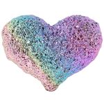 SUNYIK Rainbow Heart-Shaped Bismuth Ore Crystal Stone, Rare Raw Mineral Specimen Ornament for Home Office Decor & DIY Jewelry Making