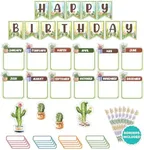 Decorably 77 Pcs Cactus Classroom Decor with Borders - Birthday Board Classroom, Cactus Birthday Bulletin Board Set for Classroom, Cactus Themed Classroom Decor, Cactus Decor for Classroom