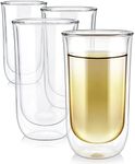 Teabloom Tulip Large Insulated Glasses for Iced Tea, Cold Brew Coffee and Other Beverages - Double Walled Borosilicate Glass Keeps Drinks Cold/Hot - 16 oz (Set of Four)