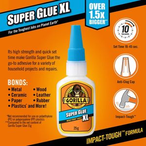 Gorilla Super Glue XL 25g – Extra Strong Instant Adhesive