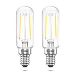 Bonlux Cooker Hood Bulbs, 4W E14 Extractor Fan Light Bulb, T25 Tubular Filament Bulb SES LED Appliance Lamp 40W Incandescent Replacement Small Edison Screw Bulb Cool White 6000K (2-Pack)