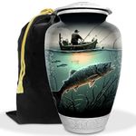 Fishing Urn for Human Ashes | Large Handcrafted Funeral Memorial | Decorative Cremation Fishing Urn for Women and Men