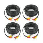 CASPERi 4 Pack 20M / 65 feet BNC Video Power Cable 2-in-1 Pre-made Black Security Camera CCTV Cable for HD Surveillance Camera and DVR System Installation