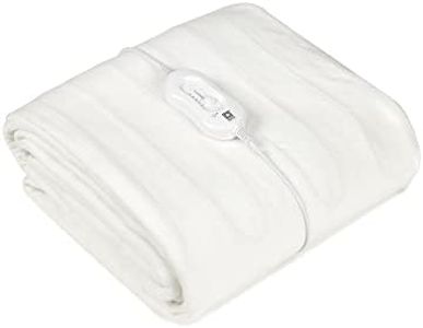 PIFCO® Single Electric Blanket - Heated Electric Under Blanket with 3 Heat Settings with Detachable Controller - Easy Fit Straps -Machine Washable White