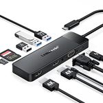 Lemorele 10 in 1 USB C Docking Station Dual Monitor, USB C Dock Laptop Dock USB C Hub Multiport Adapter Triple Monitor to 2 HDMI 4K,VGA,3 USB 3.0/2.0,PD,SD/TF,3.5MM for Lenovo,Surface,MacBook Laptops