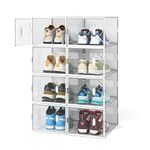 FUNLAX Shoe Storage Box, 8 Pack Clear Plastic Shoe Organizer up to 48 EU Size Stackable Shoe Box with Magnetic Door Shoe Containers