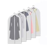 HASTHIP® 5 Pack Clear Garment Bags Clothes Covers Protecting Dusts for Storage Plastic Garment Bags, 55" Hanging Clothes Bags Dress Bag for Gowns Long with Full Zipper Suit Bags for Closet