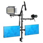 Mount-It! All in One Live Streaming Equipment | 5 Arm Streaming Desk Mount That Holds Dual Monitors, Cameras and Ring Light with Mic | YouTube Setup for Recording and Facebook Live Equipment