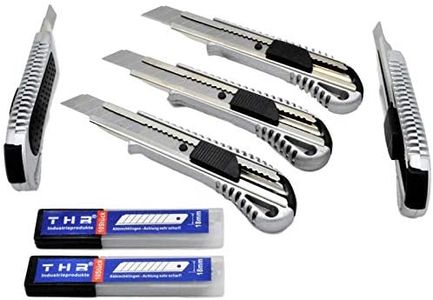 Lot de 5 cutters THR professionnels multi-fonction en aluminium moulé sous pression pour lames sécables 18 mm + 20 lames