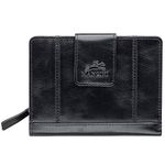 Mancini Casablanca Full Grain Leather RFID Secure Medium Clutch Wallet, Black