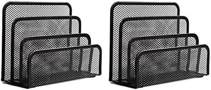 Folder Holder Desk,wishacc 2 Pack Mail Organizer Letter Holder for Desk Metal Mesh with 3 Vertical Upright Compartments