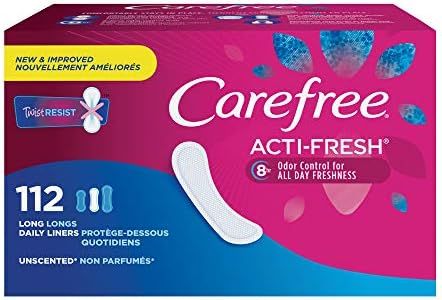 Carefree Acti-Fresh Body Shaped Panty Liners, Flexible Protection that Molds to Your Body, Long, 112 Count (Pack of 1)
