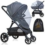 Orzbow Universal Mosquito Net for Stroller, Baby Bug Net with Two-Way Zippers & Storage Bag, Breathable & Foldable Mosquito Nets for Strollers, Car Seat, Bassinet, Cradle,Portable Mini Crib, Dark Grey