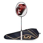 Li-Ning Ignite 8 Japanese Carbon Graphite Unstrung Badminton Racket with Full Cover (Black/Maple Red/Real Teal, 77 Grams)