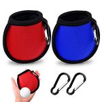 olyee 2 Pack Golf Ball Cleaner Pouch with Carabiner, Golf Accesorries Washer Pocket Waterproof Bag, Golf Ball Dry-Clean Pocket gifts for Men Ladies, Fit for Golf Carts Belt Golf Bag(Red+Blue)