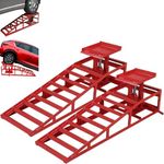 GarveeTech 2 Pack Hydraulic Car Ramps - 8820lbs Capacity Low Profile Car Lift Service Ramps for Automotive Truck Trailer Garage Auto Car Repair Frame, Red