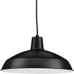 Progress Lighting P5094-31 Metal Shade One-Light Pendant, Black