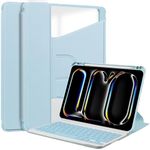 Eillekys Keyboard Case for iPad Pro 13 2024 M4, 360 Rotating Stand Tablet Case with Detachable Wireless Keyboard & Pen Holder Shockproof Clear Cover for iPad Pro (13-inch, 7th generation), Sky Blue