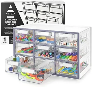 Arteza Drawer Storage Organizer, 16.1 x 9.3 x 9.8 inches, Stackable Storage Cabinet with 9 Plastic Drawers for Makeup, Desk, Craft, Art, Parts, Tools