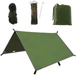 Tent Tarp 9.8FT x 9.8FT Portable Lightweight Camping Tent Mat Cover Camping Equipment Essential Survival Gear Stakes for Outdoor Travel Include Carry Bag