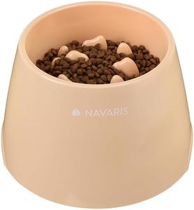 Navaris Elevated Dog Slow Feeder Bowl - Suitable for Wet & Dry Food - Dog & Cat Bowl to Slow Down Feeding - Large Puppy Bowls - Anti-Slip, Easy to Clean - Peach