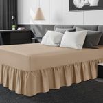 Frilled Valance Sheet King Size |Premium Polycotton Fabric | 180 Thread Count Frill Bedding Sheets, Natural