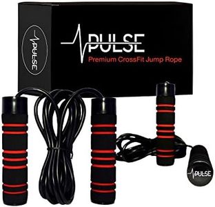Weighted Jump Rope (1LB) With Memory Foam Handles and Thick Speed Cable - For fitness workouts at home, cardio, boxing and MMA, CrossFit, endurance training, Jumping Exercise. PULSE ATHLETICS.