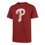 MLB Men's Distressed Imprint Match Team Color Primary Logo Word Mark T-Shirt, Philadelphia Phillies Red, Small