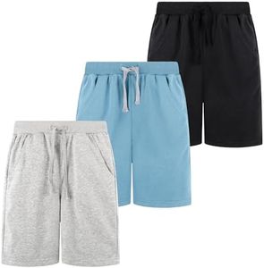 BIG ELEPHANT Kids Shorts, Boys Athletic Shorts with Pockets and Drawstring for Age 4-16 Years