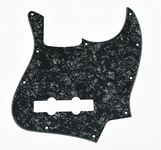 KAISH 4 String J Bass Style Pickguard Bass Pick Guard Scratch Plate for Jazz J Bass made in USA/Mexico Black Pearl