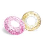 119cm Inflatable Water Float Swimming Pool Ring with Glitter in it for 9+ Year Olds | Picture Perfect Sparkling Glitter Tubes | Swim Ring for Cool Aesthetic & Parties - Pack of 1