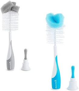 Munchkin Sponge 2-in-1 Bottle Brush (Bonus Teat Brush Stored in Handle), Assorted, Pack of 1
