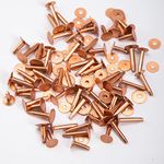 WUTA 100 Pcs Copper Rivets & Burrs, Leather Copper Rivet Fastener Solid Brass Rivets Studs Permanent Tack Fasteners for Leather Craft, Belts, Halters, Bridles (Copper, 10 x14mm)