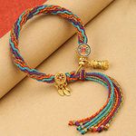 Weckan Feng Shui Healing Braided Bracelet Spiritual Talisman Tibetan Six Characters Mantra Prayer Wheel Dream Catcher Lucky Charm Handwoven Colorful Cord Meditation Decor for Money Prosperity