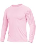 Boladeci Mens Fishing Shirts Long Sleeve UPF 50+ UV Protection Sun Block Cool Athletic Tee Shirts for Hiking, Camping, Surfing, Running Light Pink S