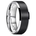 King Will CLASSIC 8mm Mens Tungsten Carbide Ring Wedding Band Black Brushed Matte Finished Comfort Fit 10.5