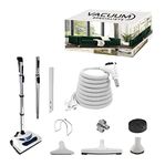 Vacuum Specialists RELIABLE Central Vacuum Electric Power Nozzle Accessory Kit | 35 Feet 3-Way Switch Premium Hose | Telescopic Wands with Deluxe Cleaning Kit | Designed to Fit All Central Vacuum Brands such as Beam, Electrolux, Kenmore, Canavac, Nutone, Vacuflo, DuoVac, Husky, and More | - FREE HOSE COVER -