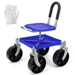 Heavy-Duty Garden Rolling Seat with 360° Swivel Seat & 360° Swivel Wheels – 150kg Load, Height Adjustable (51–61cm) – Gardening Stool with Gloves for Weeding, Planting, Car Cleaning & Garage Work