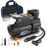 TowerTop Tyre Inflator Air Compressor: 2X Faster Heavy Duty Car Tyre Pump Portable 12V Digital Tyre Inflator with High Precision Pressure Gauge, Memory Function, 1 Min Inflation, LED Light, Handbag