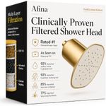 Afina Filtered Shower Head - Water Softener Showerhead with KDF-55 Shower Filter for Hard Water - High Pressure Rain Fall Experience - Universal Fit (Gold)